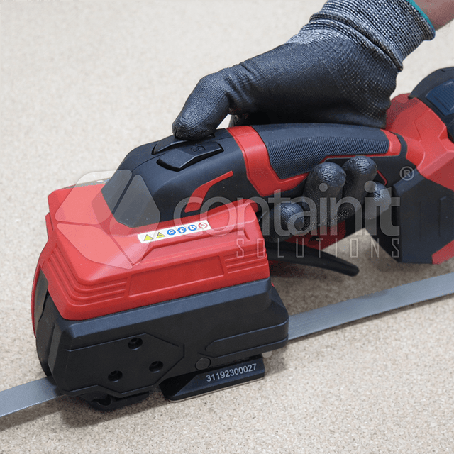 Cordless Strapping Machine & Dispenser - Batter Strapper + Charger + Battery + Spare Parts Kit - Containit Solutions