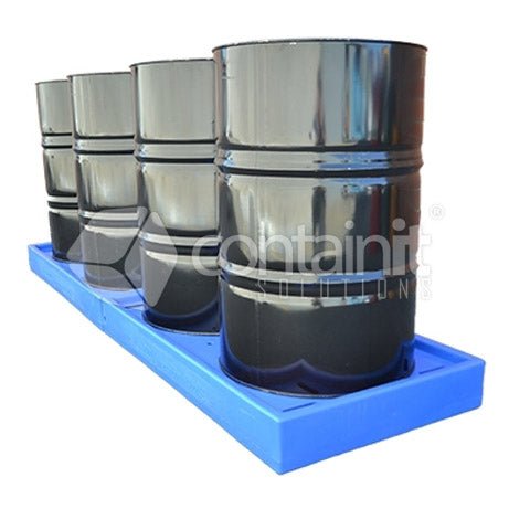 Low Profile Poly Bund Pallets - 4 Drum (Rectangle) - Containit Solutions