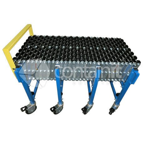Expandable Conveyor with Skate Wheels - Black Plastic Skeets - Containit Solutions