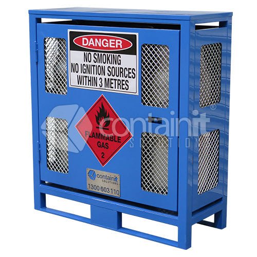 Premium Bottle & 18kg LPG Gas Cylinder Storage Cage - 3 X 18kg Gas Bottle Store - Forklift - Containit Solutions