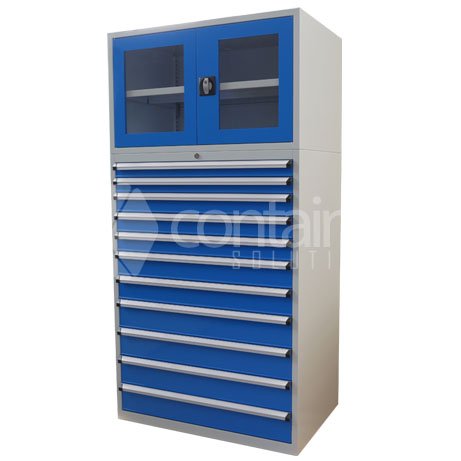 2000mm Series Clear Door Storeman® High Density Cabinets - 11 Drawer Cabinet - Containit Solutions