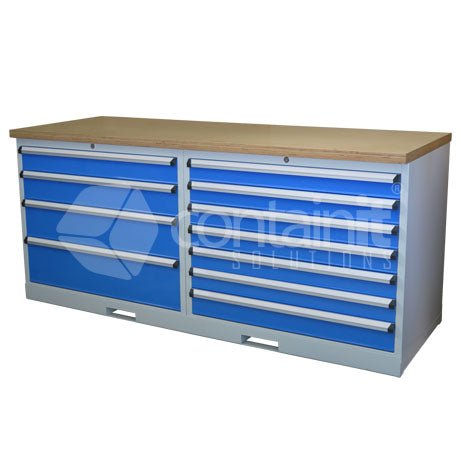Storeman® Workstation Ply Timber Bench Range - 4 & 7 Drawer Cabinet - Containit Solutions