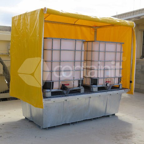 Galvanized 2 x 1000L IBC Bund Pallet - 1250L - Containit Solutions