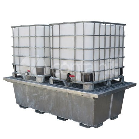 Galvanized 2 x 1000L IBC Bund Pallet - 1250L - Containit Solutions