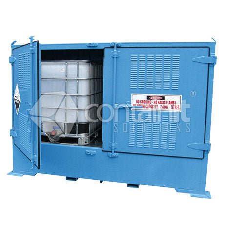 Outdoor Dangerous Goods Store for Class 8 IBC’s - 2 IBC Store - Containit Solutions