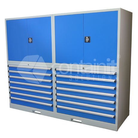 2020 Series Storeman® Workstation Cabinets with Metal Doors - 14 Drawer - Containit Solutions