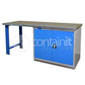 Storeman® Workbench Drawer/Desk Range - Workbench with legs & Cupboard - with Gal. Top - Containit Solutions