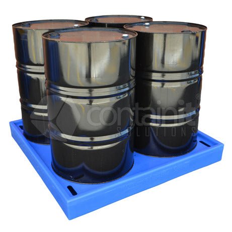 Low Profile Poly Bund Pallets - 4 Drum (Square) - Containit Solutions