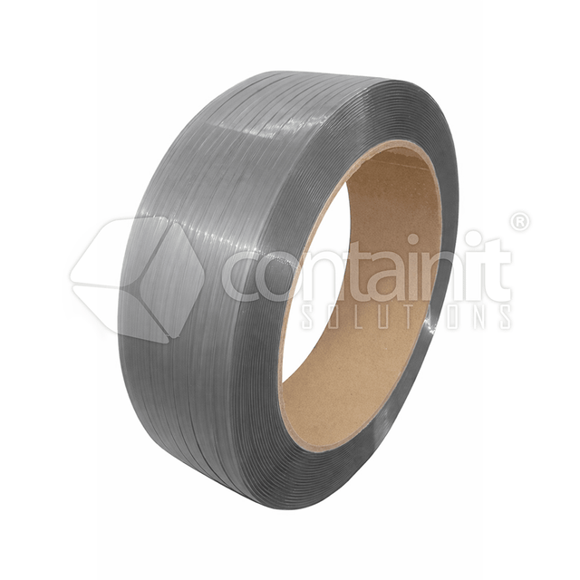 Cordless Strapping Machine & Dispenser - Grey PET Strapping – 19mm x 1.0mm x 900m – 700Kg Minimum Break Strain - Containit Solutions