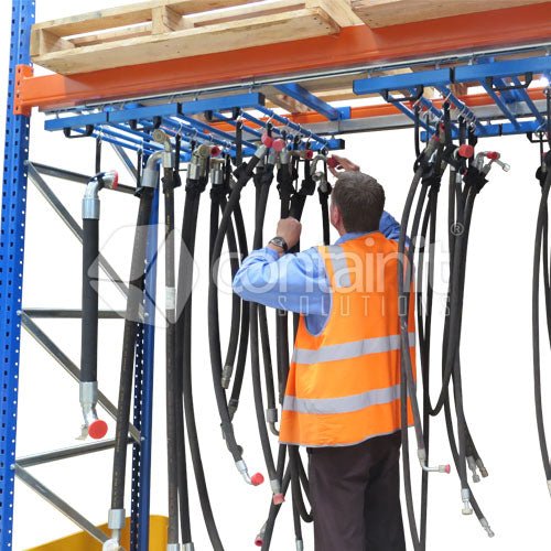 Hose Storage Kit with Track System for Pallet Racking