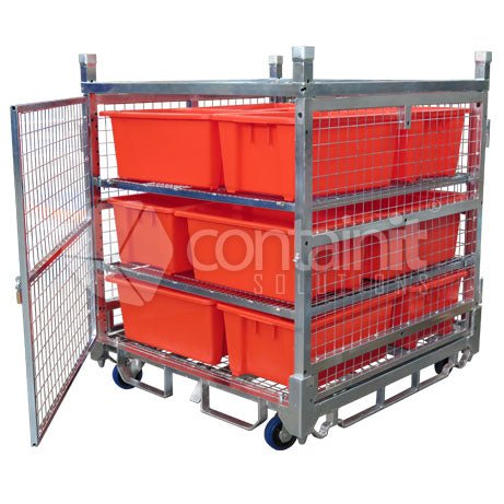 1360 Logistics & Storage Cage with Single Point Castor Lock - Containit Solutions