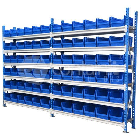 Storeman® Longspan Shelving with Small Buckets - Longspan Starter Bay - Containit Solutions