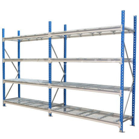 1800mm Long Storeman® Longspan Shelving with Mesh Decks - 400mm Deep Starter Bay (inc. 4 shelves) - Containit Solutions