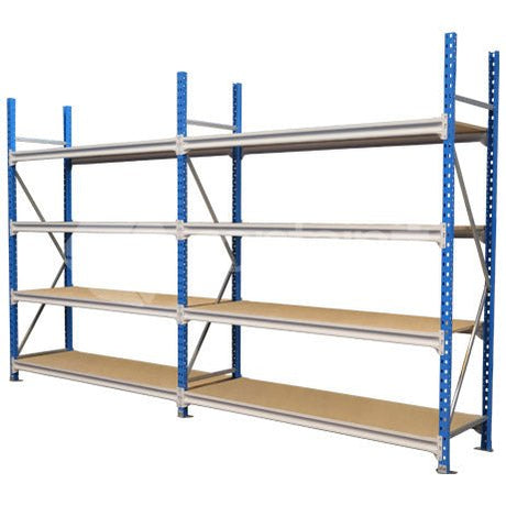 1800mm Long Storeman® Longspan Shelving with MDF shelves - 400mm Deep Starter Bay (inc. 4 shelves) - Containit Solutions