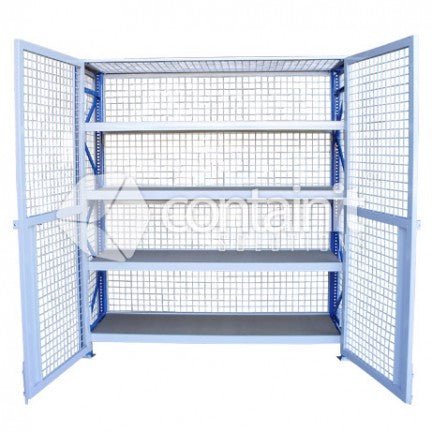 Lockable Storeman® Longspan Shelving with MDF or Mesh Shelves - Lockable Longspan Starter Bay – Inc. 4 MDF Shelves - Containit Solutions