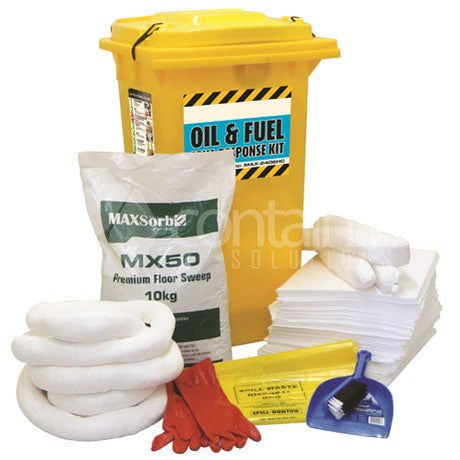 Oil & Fuel Spill Kits in 240L Bins - Spill Kit - Containit Solutions