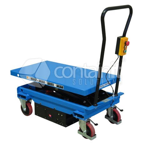 750kg Capacity Electric Mobile Scissor Lift Trolley - Containit Solutions