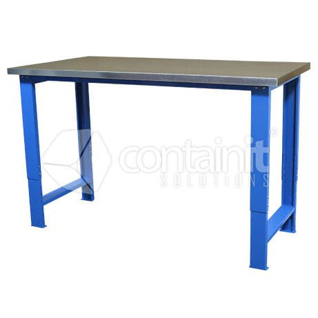 Storeman® Adjustable Height Workbench Series - Galvanized Worktop - Containit Solutions