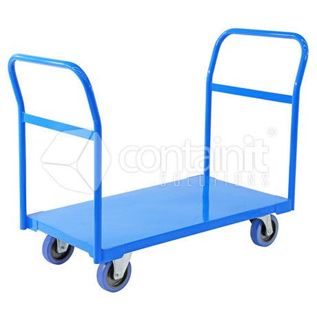 Large Steel Platform Trolley - 2 Handle Platform Trolley - Containit Solutions