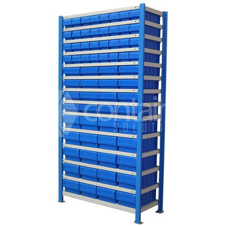 Storeman® Easy Rack Small Parts Storage Shelving with Buckets - Starter Bay (includes 68 parts buckets) - Containit Solutions