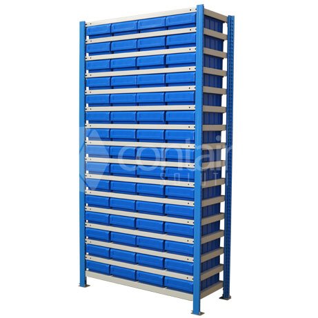 Storeman® Easy Rack Small Parts Storage Shelving with Buckets - Starter Bay (includes 60 medium parts buckets) - Containit Solutions