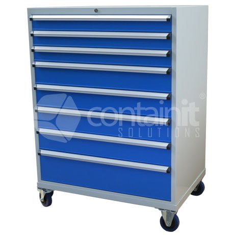 1390mm Series Storeman® Tools & Parts Trolleys - 8 Drawer Cabinet with Castors - Containit Solutions