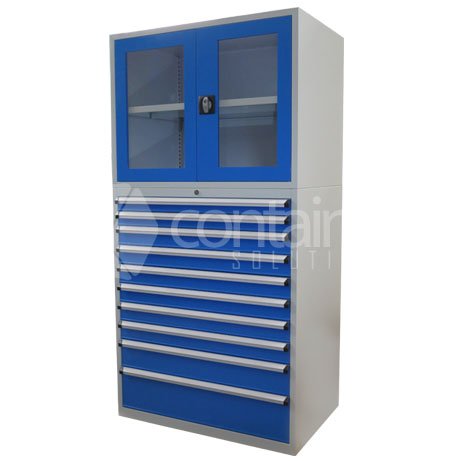 2000mm Series Clear Door Storeman® High Density Cabinets - 10 Drawer Cabinet - Containit Solutions