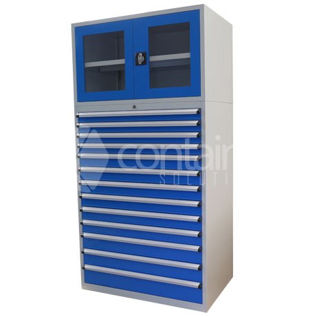 2000mm Series Clear Door Storeman® High Density Cabinets - 13 Drawer Cabinet - Containit Solutions
