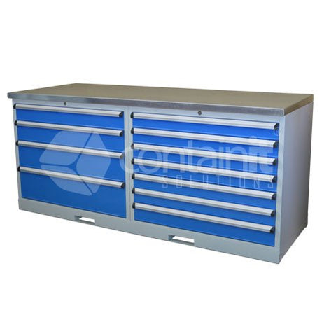 Storeman® Workstation Galvanized Bench Range - 4 & 7 Drawer Cabinet - Containit Solutions