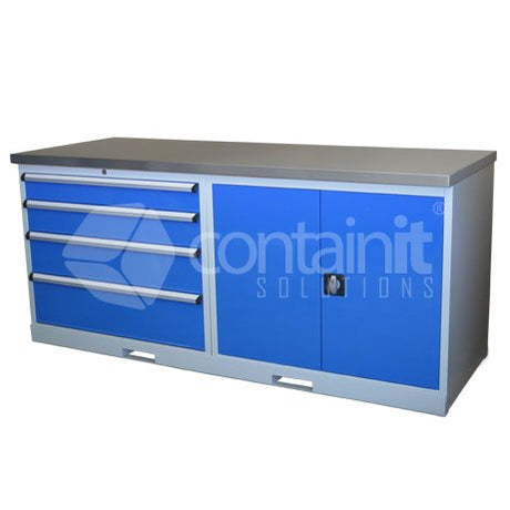 Storeman® Workstation Stainless Steel Bench Range - 4 Drawer & Cupboard - Containit Solutions