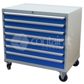 980mm Series Storeman® Tool & Parts Trolleys - 7 Drawer Cabinet with Castors - Containit Solutions
