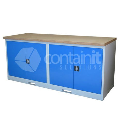 Storeman® Workstation Ply Timber Bench Range - 2 x 2 Door Cupboard - Containit Solutions