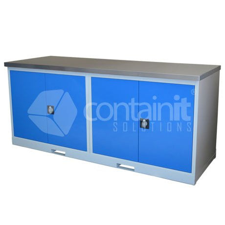 Storeman® Workstation Stainless Steel Bench Range - 2 x 2 Door Cupboard - Containit Solutions