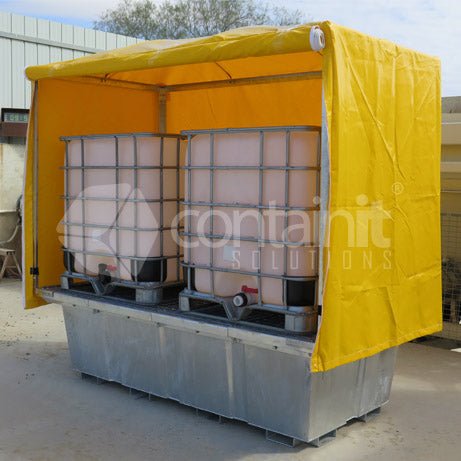 Galvanized 2 x 1000L IBC Bund Pallet - 1250L - Containit Solutions