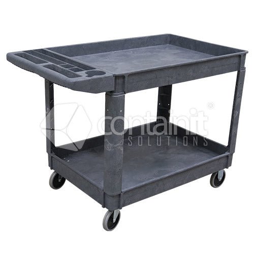 Plastic Utility Carts - Small 2 Tier Plastic Trolley - Containit Solutions