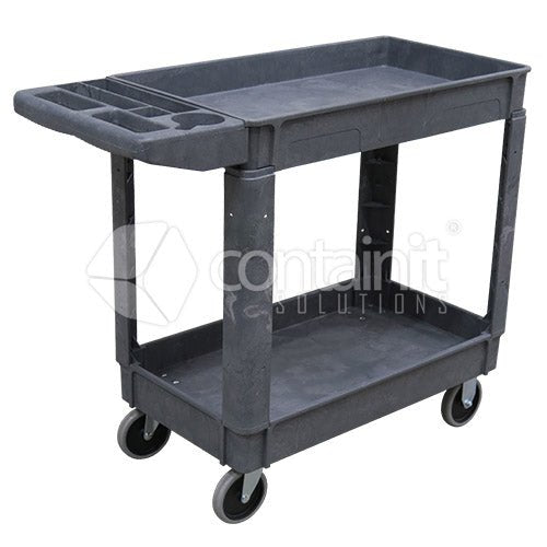 Plastic Utility Carts - Large 2 Tier Plastic Trolley - Containit Solutions