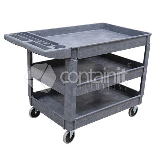 Plastic Utility Carts - Small 3 Tier Plastic Trolley - Containit Solutions