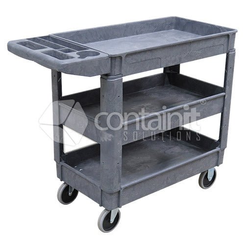 Plastic Utility Carts - Large 3 Tier Plastic Trolley - Containit Solutions