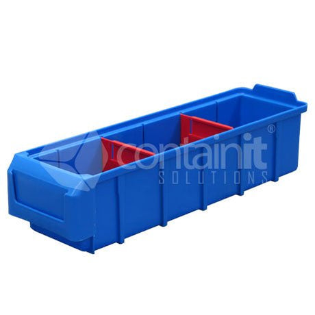 400 Series Plastic Parts Boxes with Dividers - 390 x 115 x 90mm High - Containit Solutions