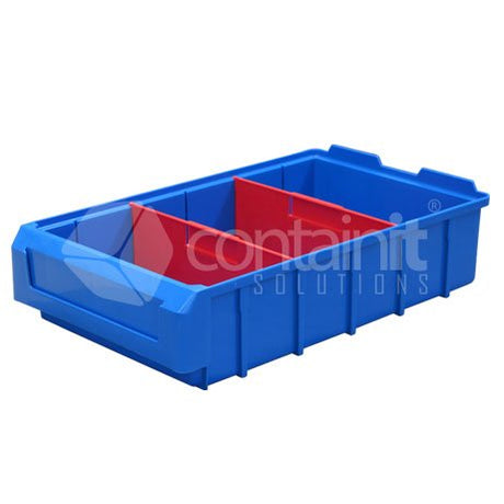 400 Series Plastic Parts Boxes with Dividers - 390 x 230 x 90mm High - Containit Solutions
