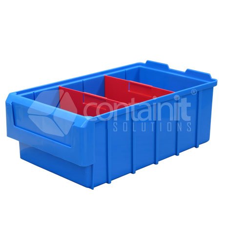 400 Series Plastic Parts Boxes with Dividers - 390 x 230 x 140 High - Containit Solutions
