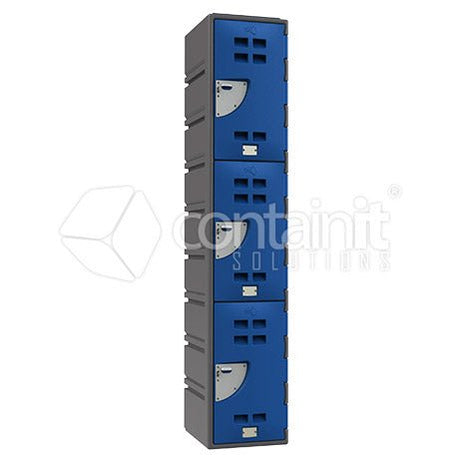 Heavy Duty Poly Lockers - 3 Door Locker - Containit Solutions