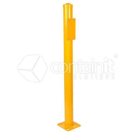 1200mm high Bollard with mounting plate for Heavy Duty Retractable Safety Barrier - Containit Solutions