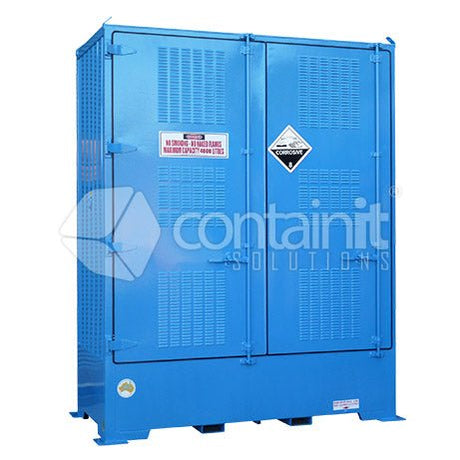Outdoor Dangerous Goods Store for Class 8 IBC’s - 4 IBC Store - Containit Solutions