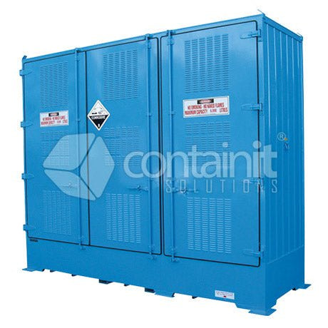 Outdoor Dangerous Goods Store for Class 8 IBC’s - 6 IBC Store - Containit Solutions