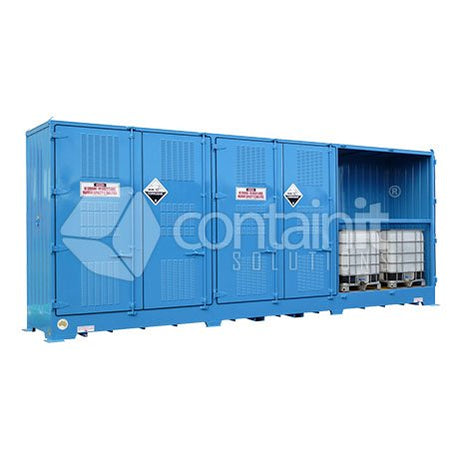 Outdoor Dangerous Goods Store for Class 8 IBC’s - 12 IBC Store - Containit Solutions