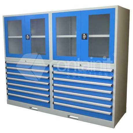 2020 Series Storeman® Workstation Cabinets with Clear Doors - 14 Drawer - Containit Solutions