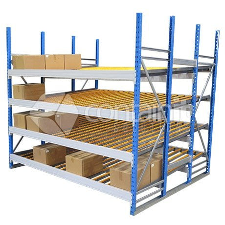 Large Gravity Feed Carton Flow Racks - 1800 Large Carton Flow Rack - Containit Solutions