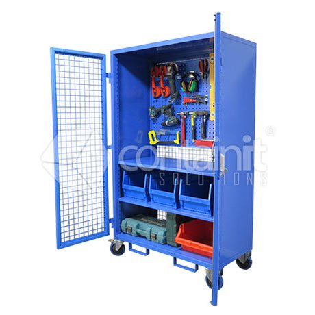 Maintenance & Service Trolley - 2 Shelves + Tool Panel - Containit Solutions
