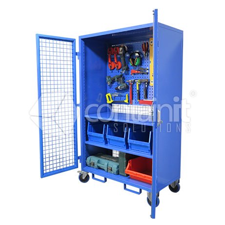 Maintenance & Service Trolley - 2 Shelves + Tool Panel - Containit Solutions